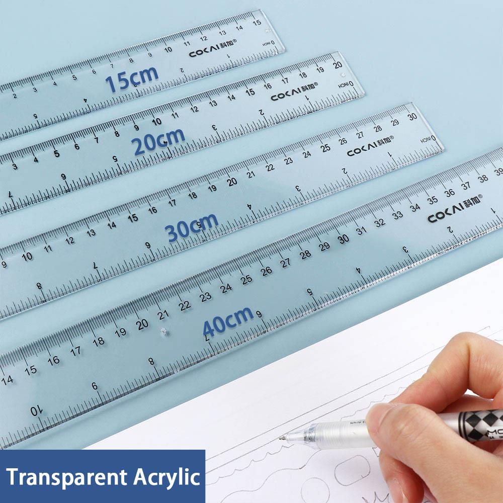 Ruler Set Transparent - Desk Accessories 15cm 20cm 30cm 40cm