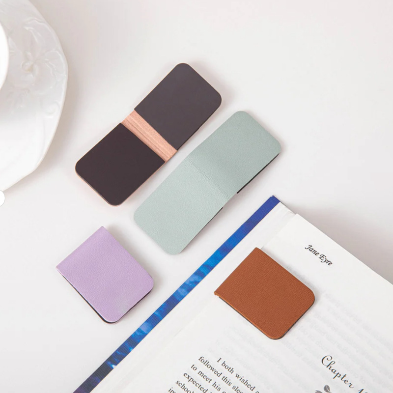 Bookmark Magnetic Clip - Premium Leather Magnetic Bookmark, Rectangle Shape