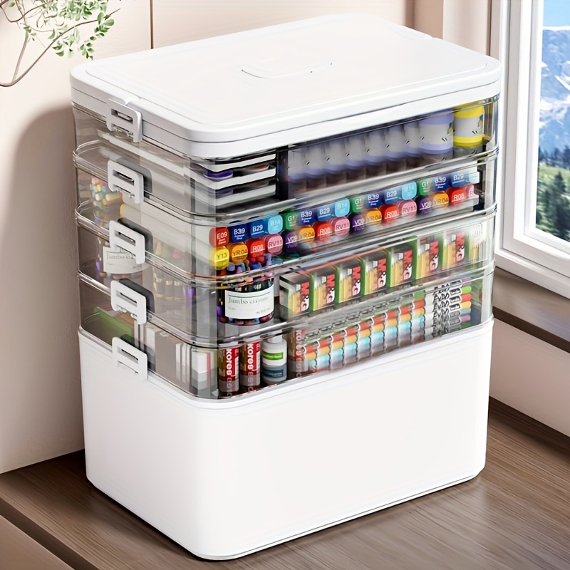 Stationery Office - Multifunctional Multi-Layer Storage Box with Handle,