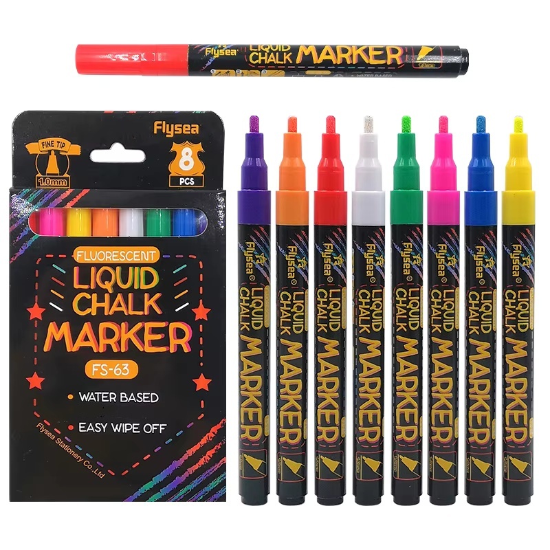 Whiteboard Marker Set - 8 pcs Liquid Chalk Markers-Washable &