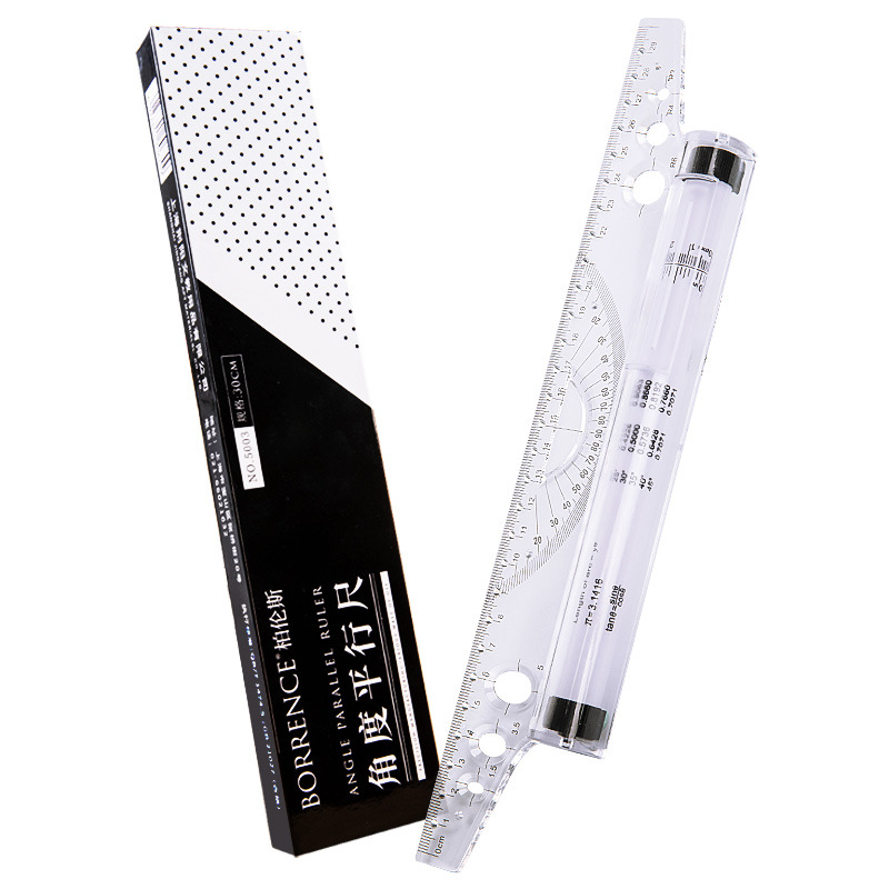 Ruler Set Transparent - 30cm Transparent Parallel Roller Ruler Multifunction