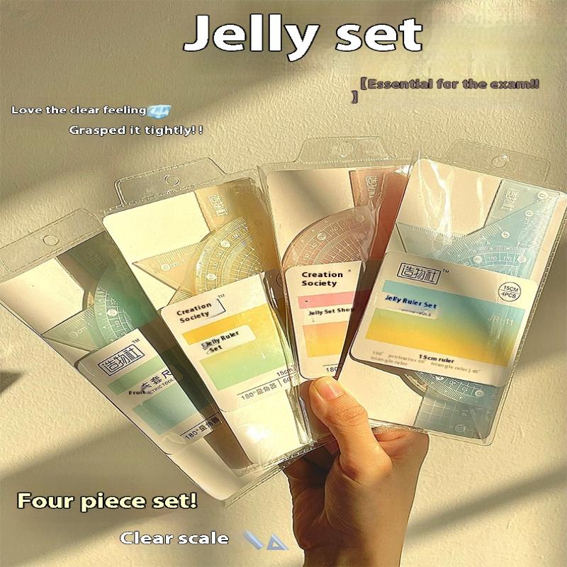Ruler Set Transparent - 4PCS/Set 15CM Jelly Ruler Set Thickened