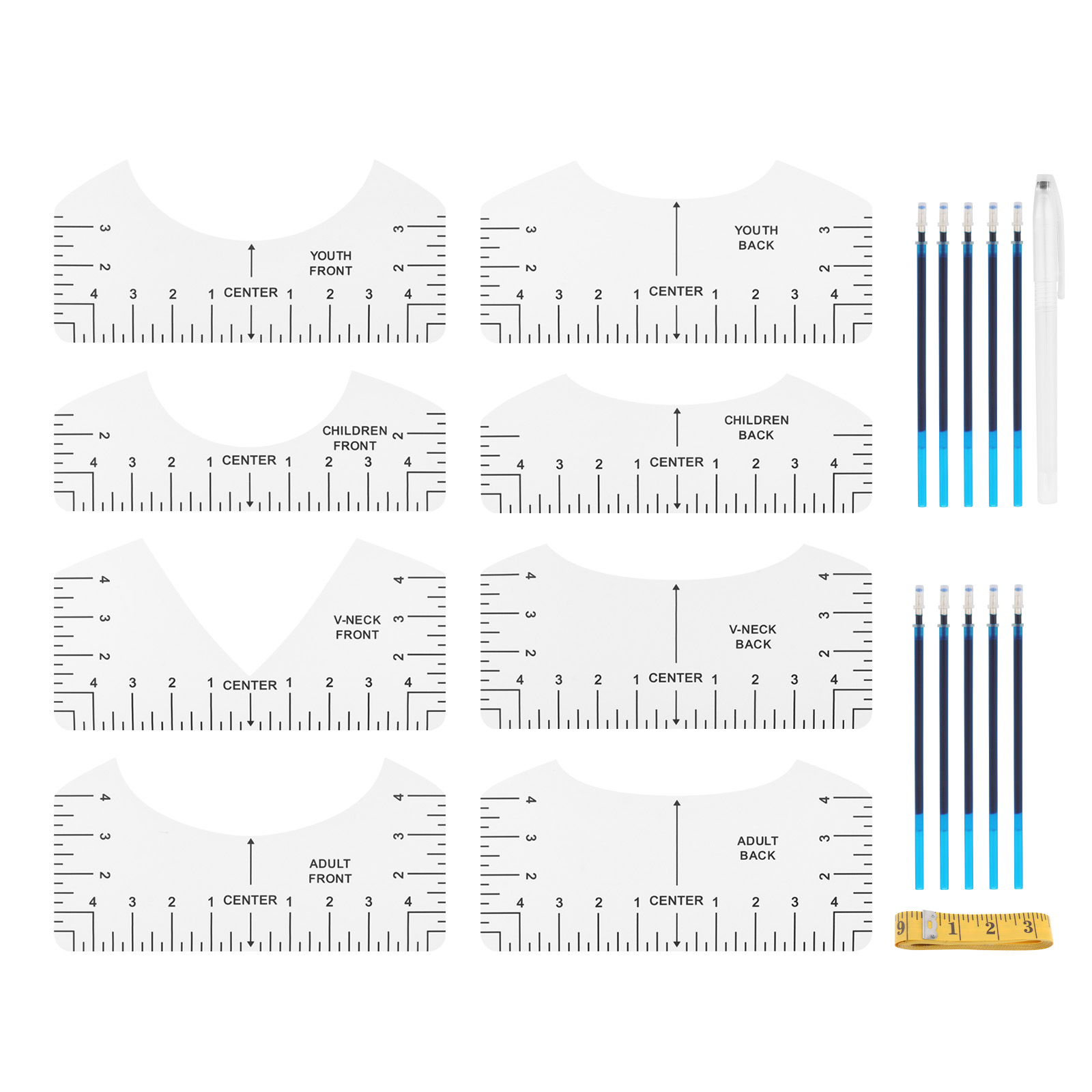 Ruler Set Transparent - Transparent T-shirt Ruler Guide Kit for