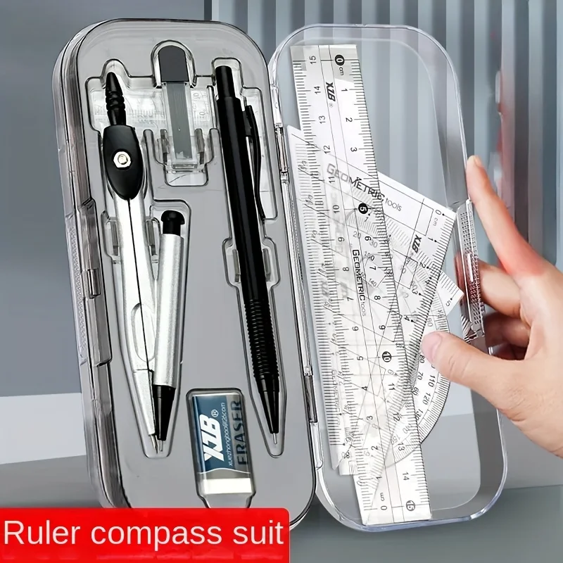 Compass Geometry Set - 8-in-1 Mathematical Geometry Kit with Compass