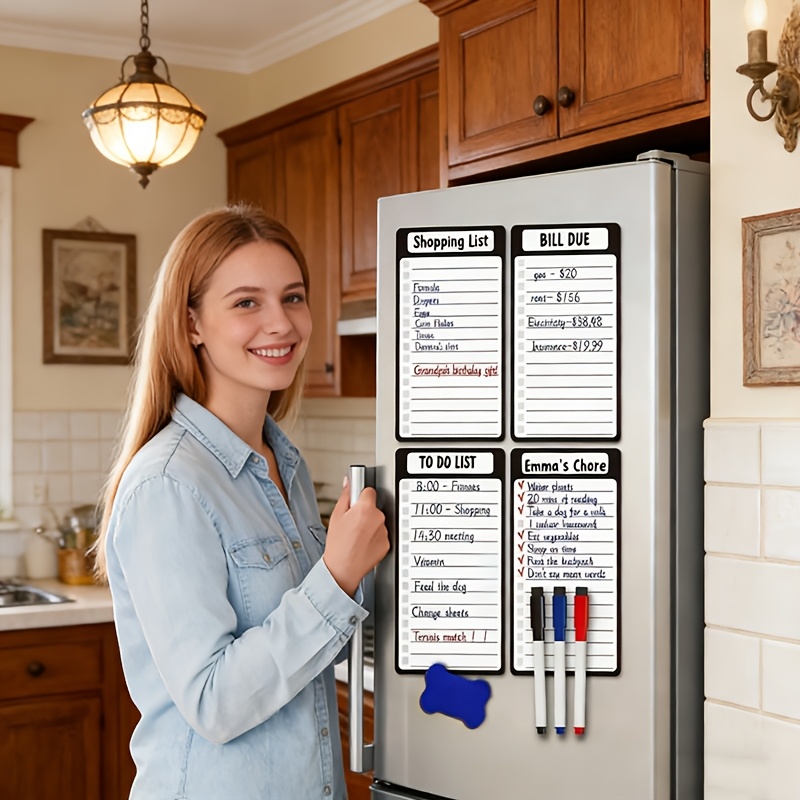 Whiteboard Marker Set - Magnetic Erasable Refrigerator Message Boards, 5pcs