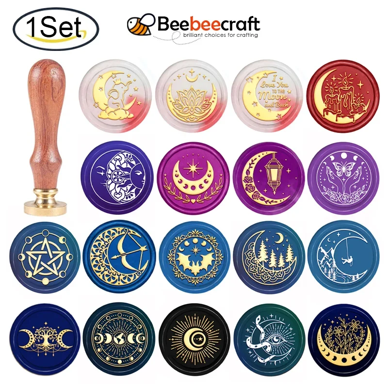 Wax Seal Stamp Kit - 1PC Moon Phase Wax Seal Stamp
