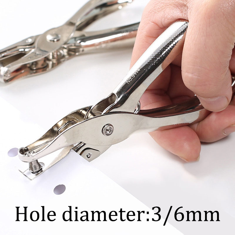 Paper Punch 3 Hole - Hand Held Metal Stationery Round Hole
