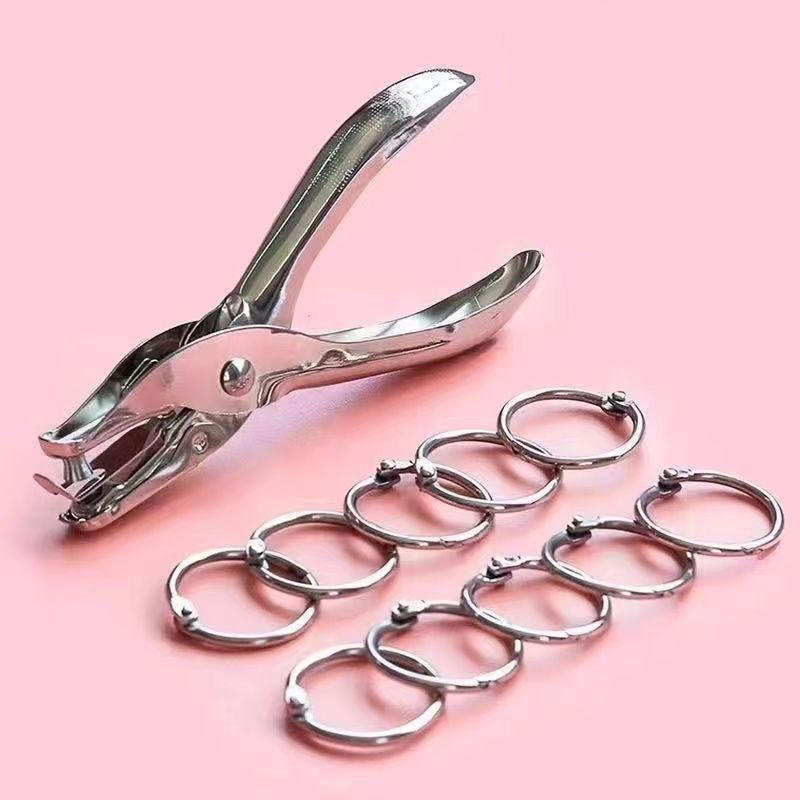 Paper Punch 3 Hole - Hand Held Metal Stationery Round Hole