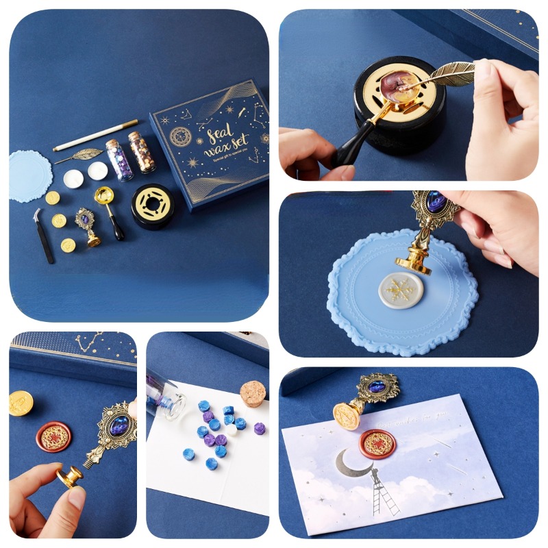 Wax Seal Stamp Kit - Starry Fire Lacquer Stamp Set Envelope