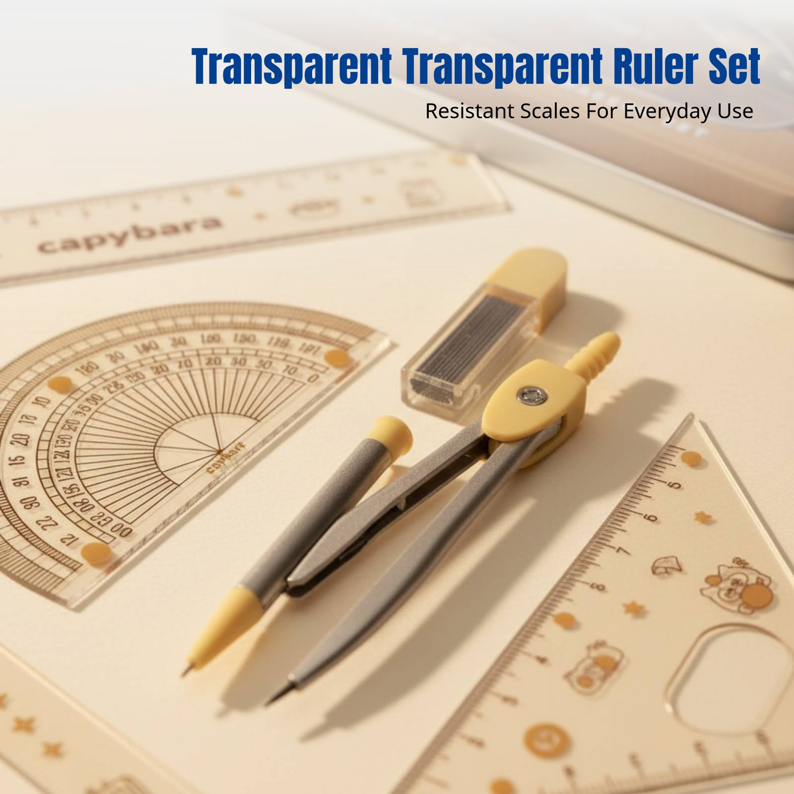 Ruler Set Transparent - Ruler Set for Students, Cartoon Theme,
