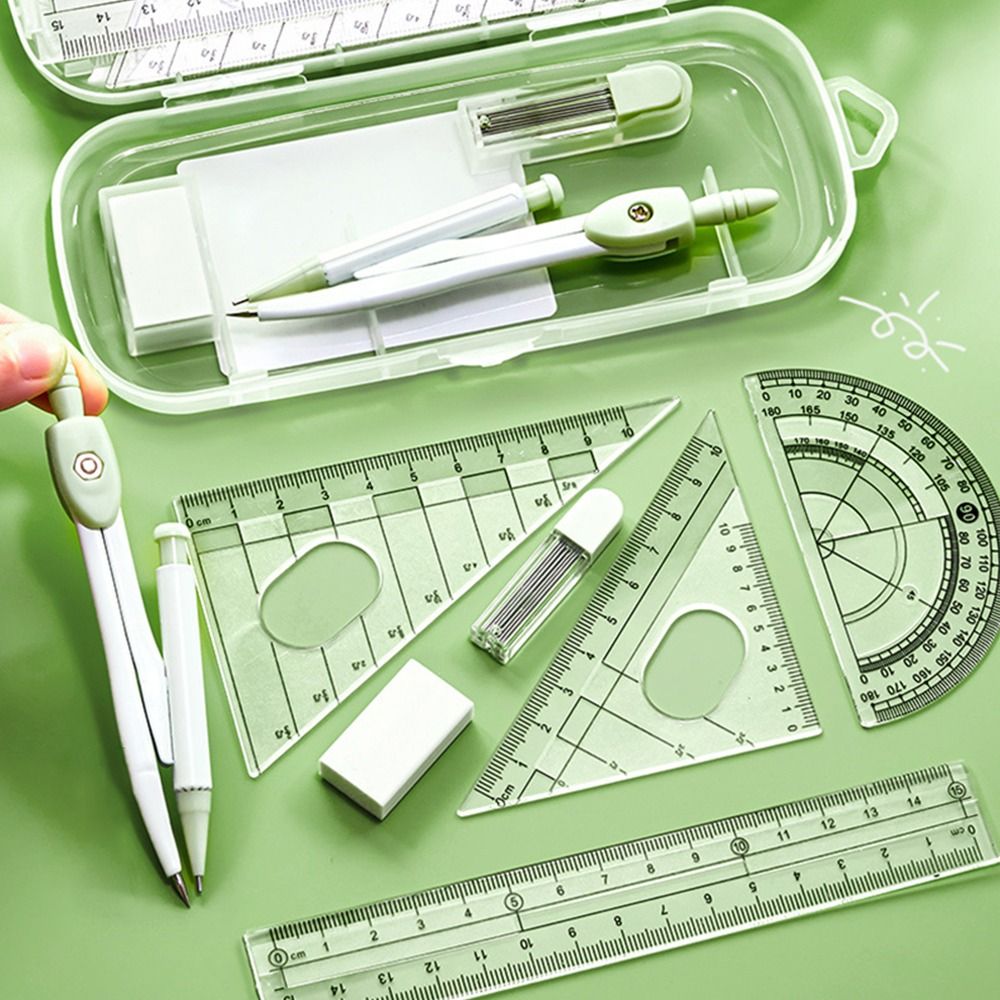 8PCS/Set Plastic Ruler Compass - Ruler Set Transparent review and price
