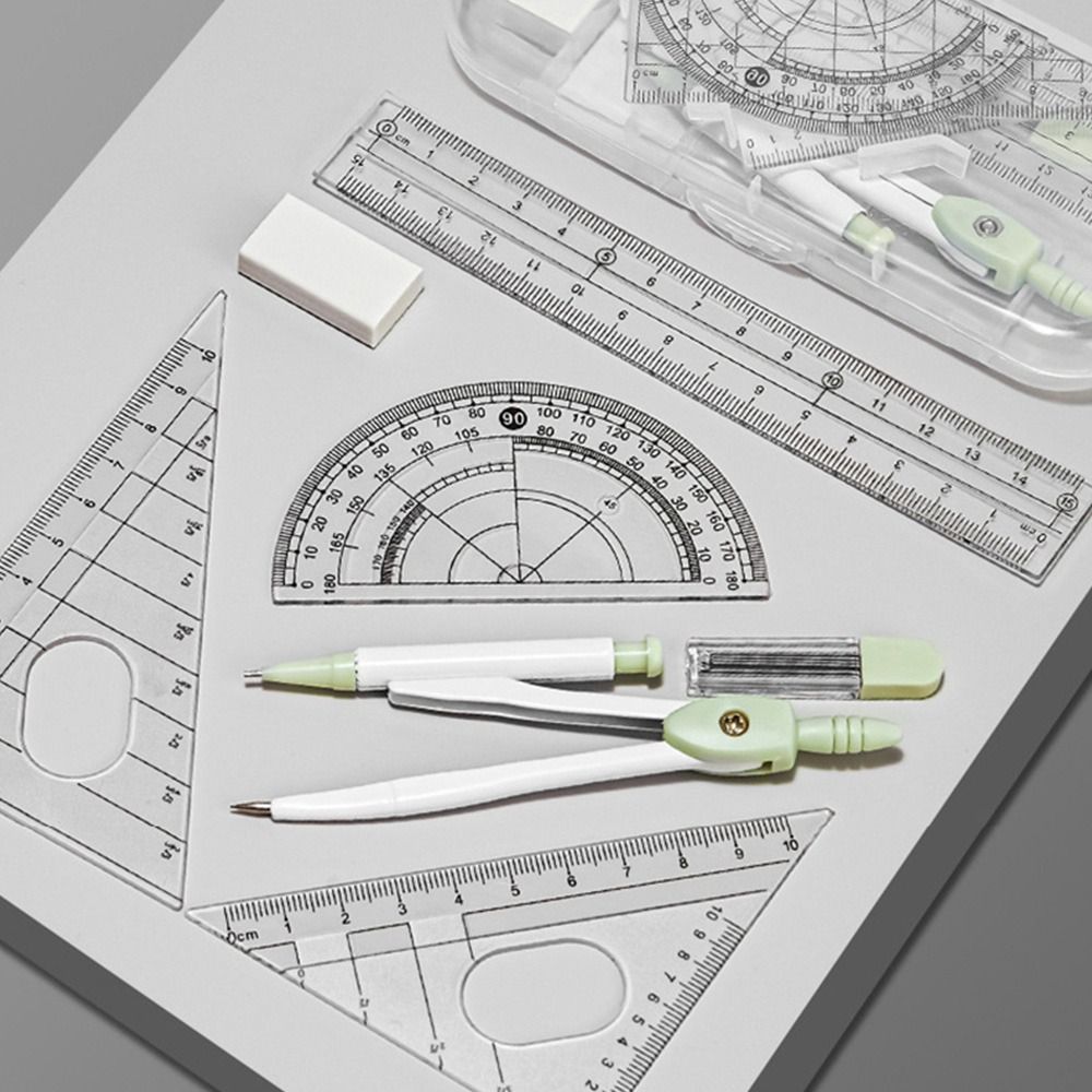 8PCS/Set Plastic Ruler Compass - Ruler Set Transparent review and price
