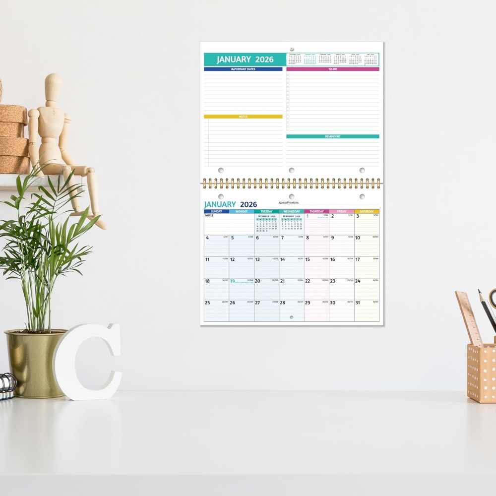 2026 Wall Calendar with Thick  - Paper Punch 3 Hole review and price